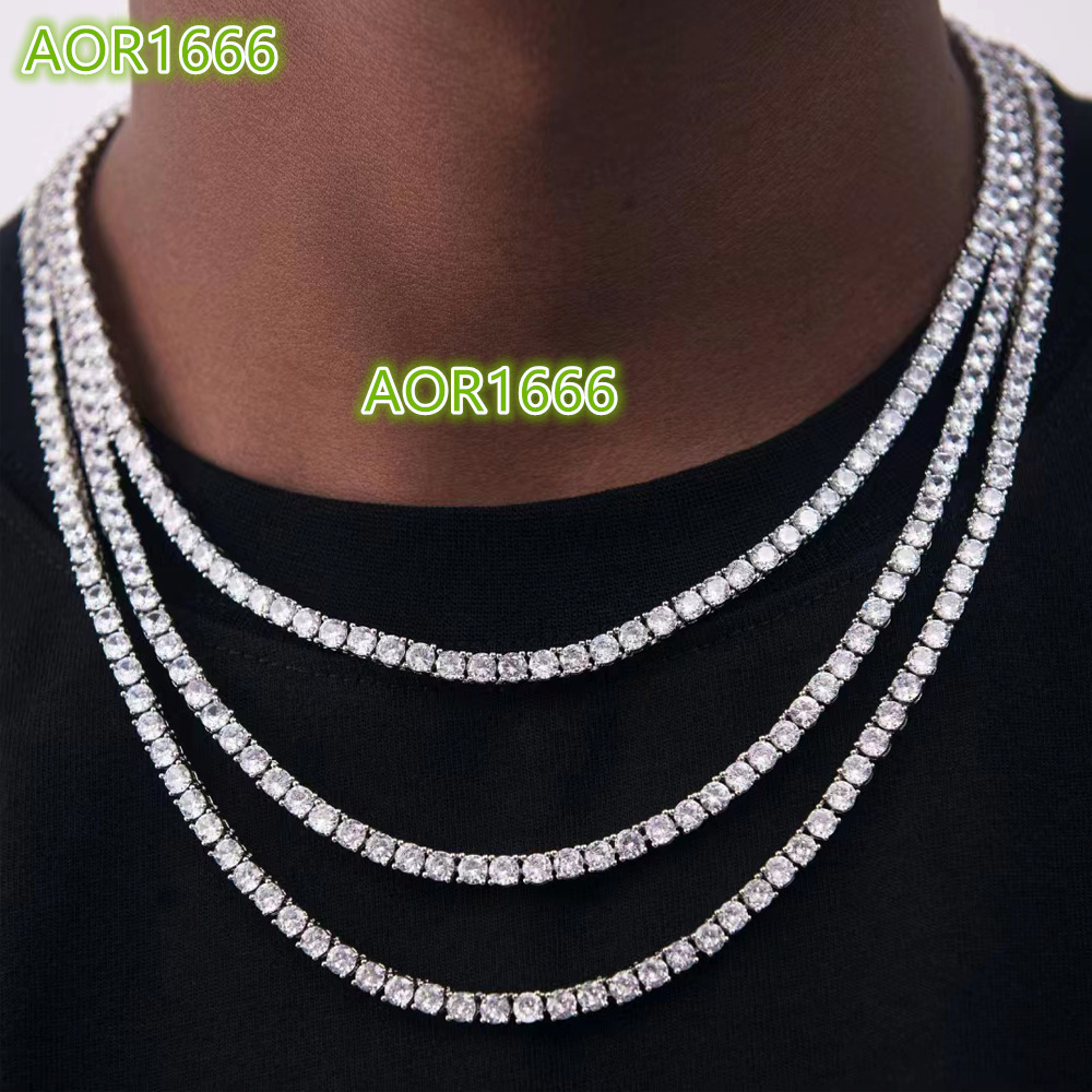 Hip-hop style ice crack style moissanite mesh diamond tennis necklace for men and women 18K gold diamond tennis necklace
