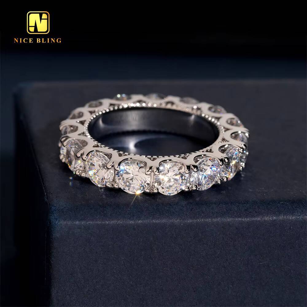 5MM Diamond One Row Daily Wear Ring Hip Hop CZ Rapper Brass 5A Cubic Zirconia Fine Jewelry Diamond Iced Out Ring for Men