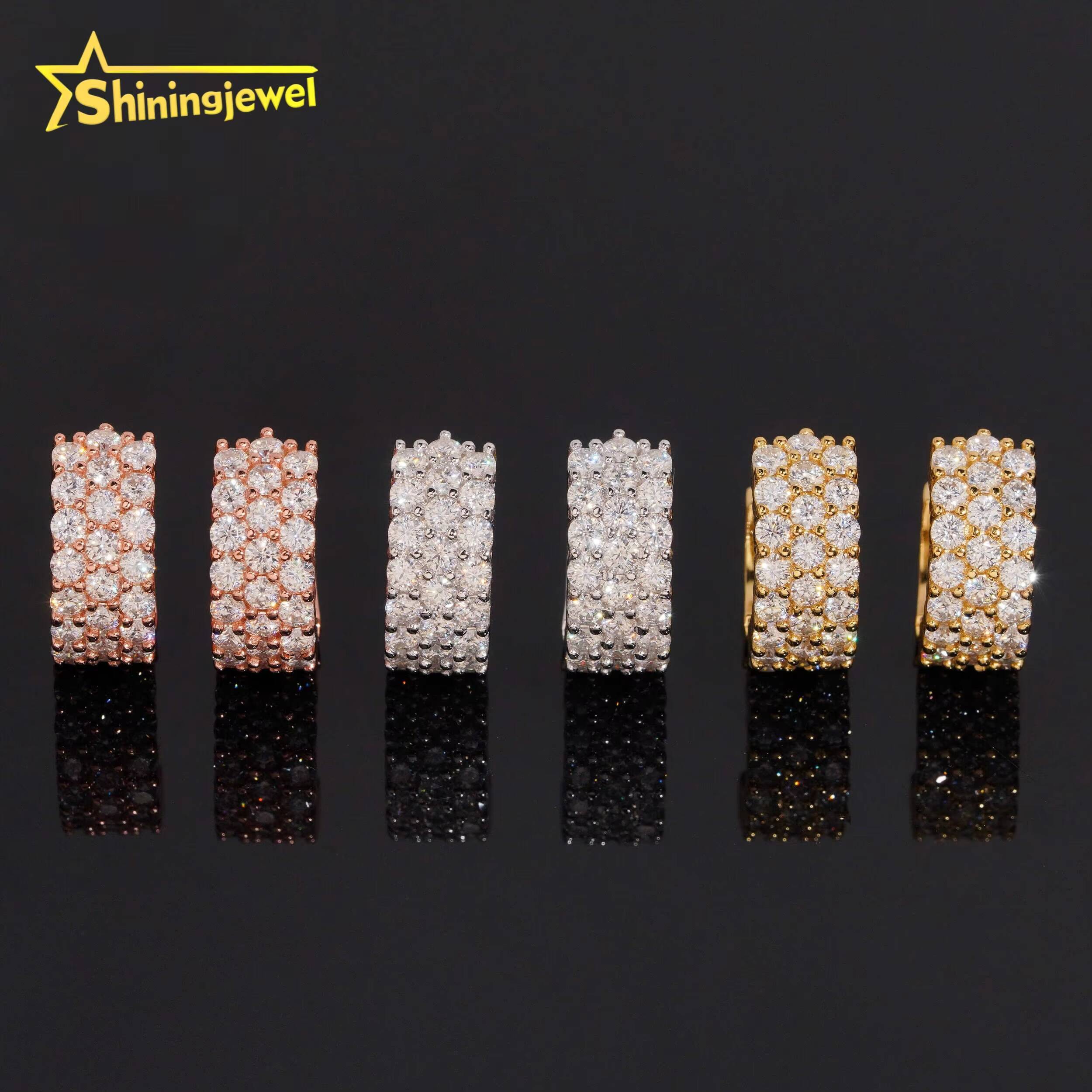 Iced Out Hoop Pass Diamond Tester Jewelry Moissanite Earrings Diamond Silver 925 VVS Moissanite Hoop Earrings for Women Men