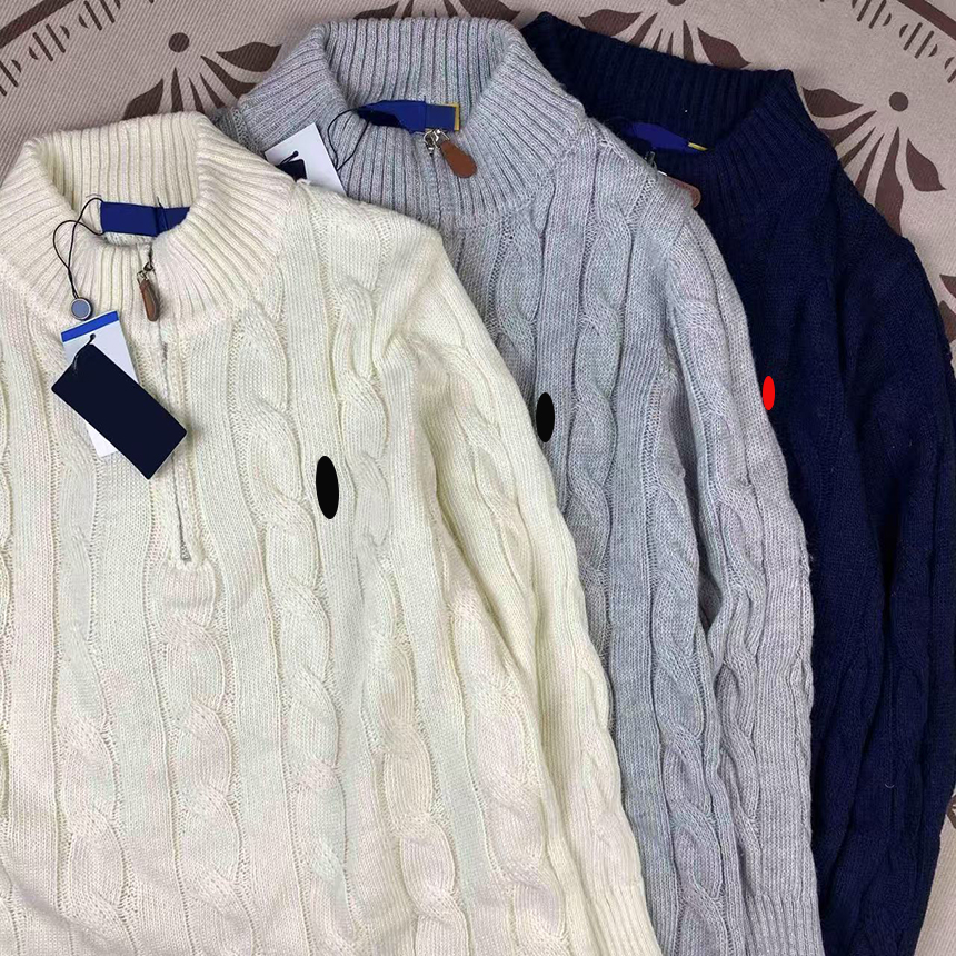 designer sweater men Turtle Neck Pullover half zipper polos sweater Pony embroidery pullover Twist knitted sweater Men's and women's casual and versatile zipper coat