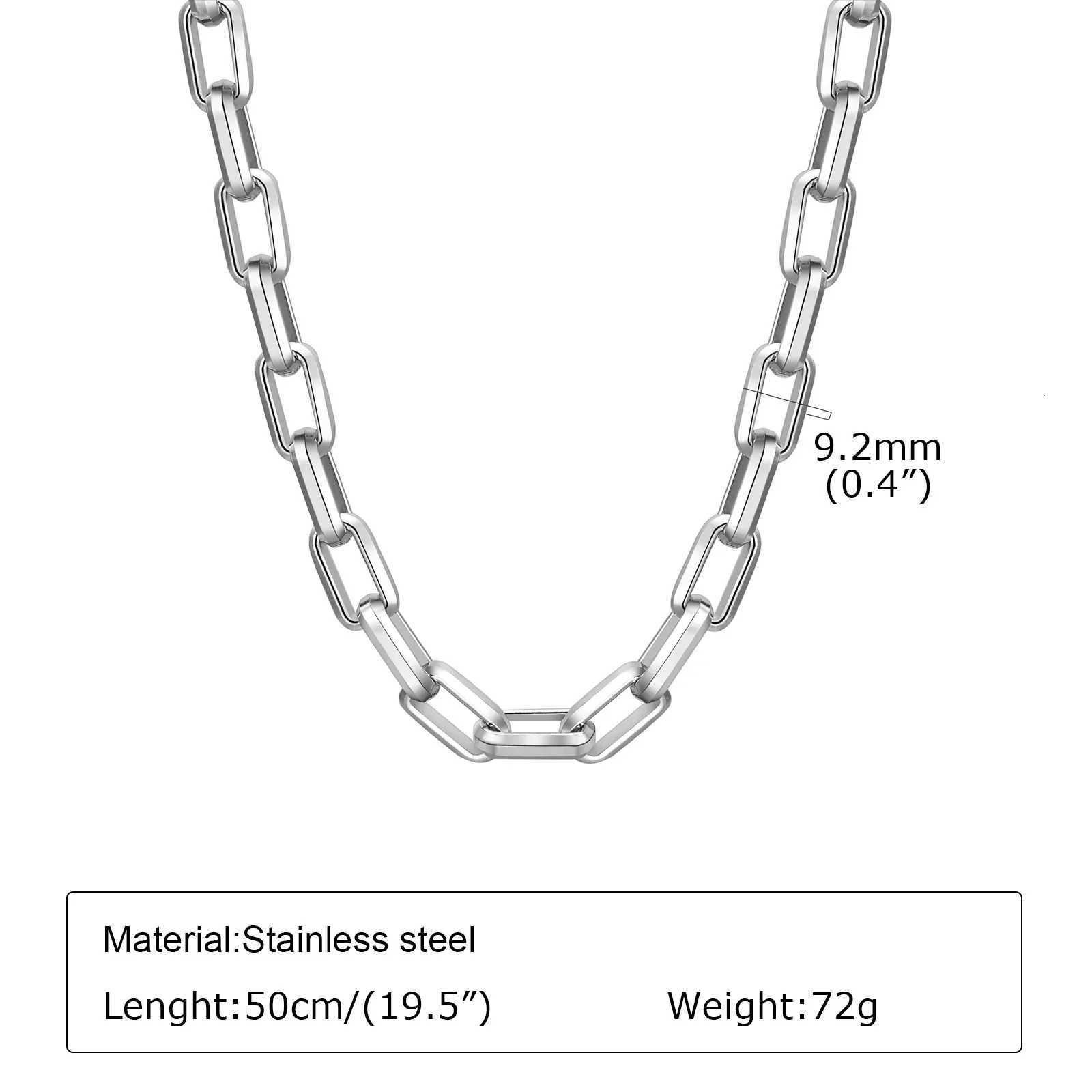 Chunky Rectangle Chain Necklaces for Men Boys 50/55/60 cm Stainless Steel Square Chain Collar Cool Punk Jewelry Gifts Y250620