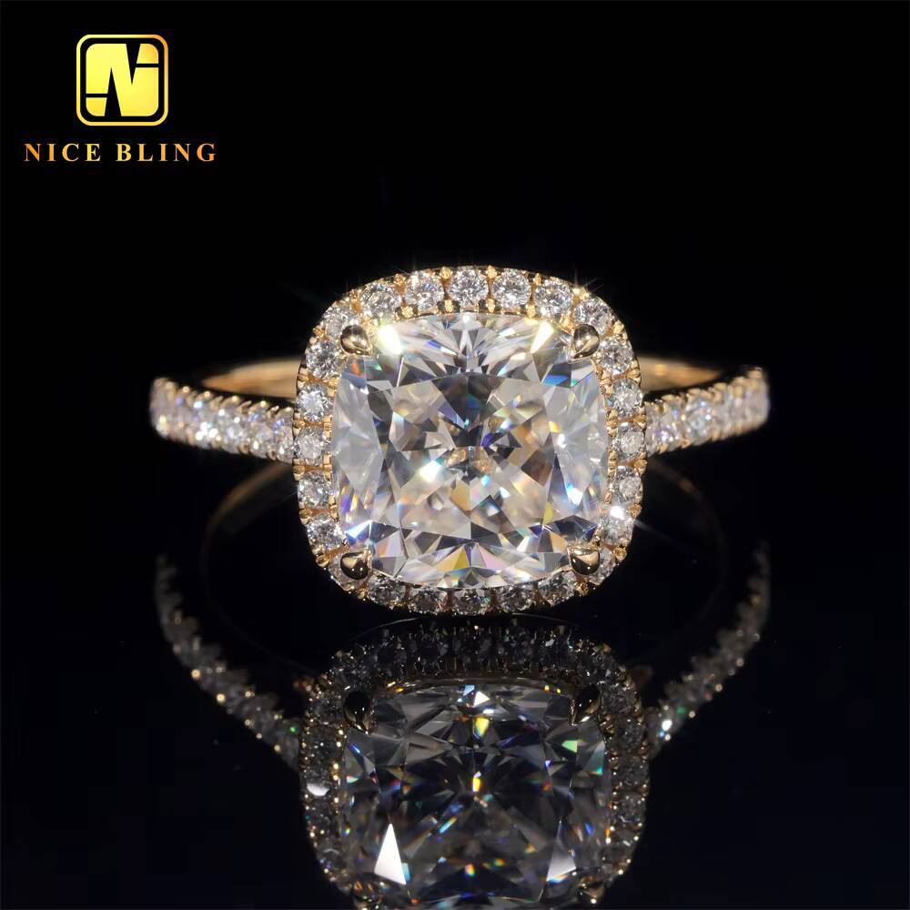 High Quality Diamond VVS Moissanite Wedding Ring 14K Gold Cushion Cut Ring Moissanite Engagement Ring for Women