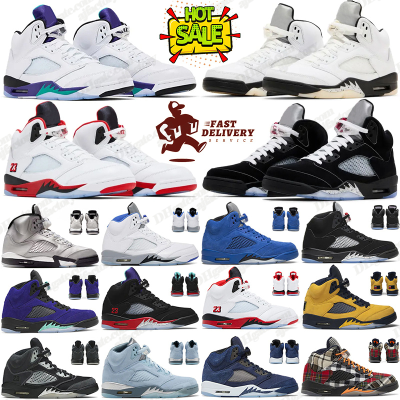 Designer shoes men basketball shoes 5 Metallic Silver grape olive navy aqua lucky green concord racer blue fire red suede sail burgundy trainer sneakers size 40-47