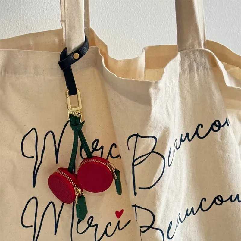 Cute Cherry Leather Bag Pendant Fruit Keychain Mini Purse Exquisite Small Versatile High Quality Kawaii Japan Brand Coin Bag