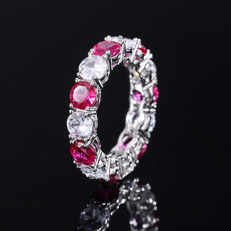 Designer Jewelry Wedding Rings Zhuang Shengsheng Jewelry S925 Solid Silver Imitation Gemstone 5mm Geometric Trendy Retro Band Ring For Women