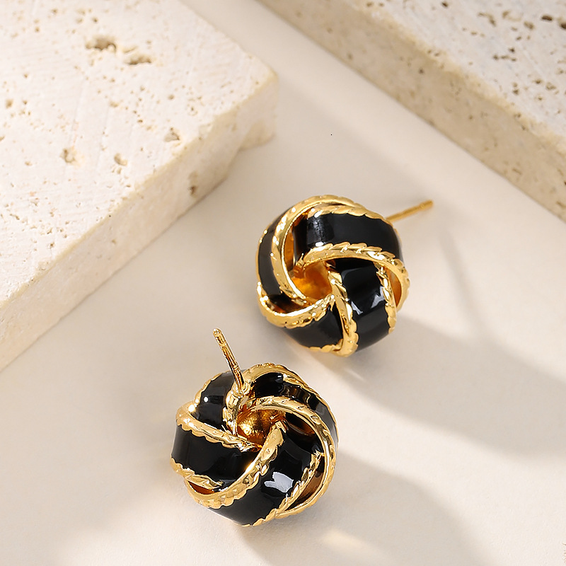Artistic Melad Handmade Oil Drop Braided Earrings for Women INS Style Simple Sier Needle Ear Jewelry