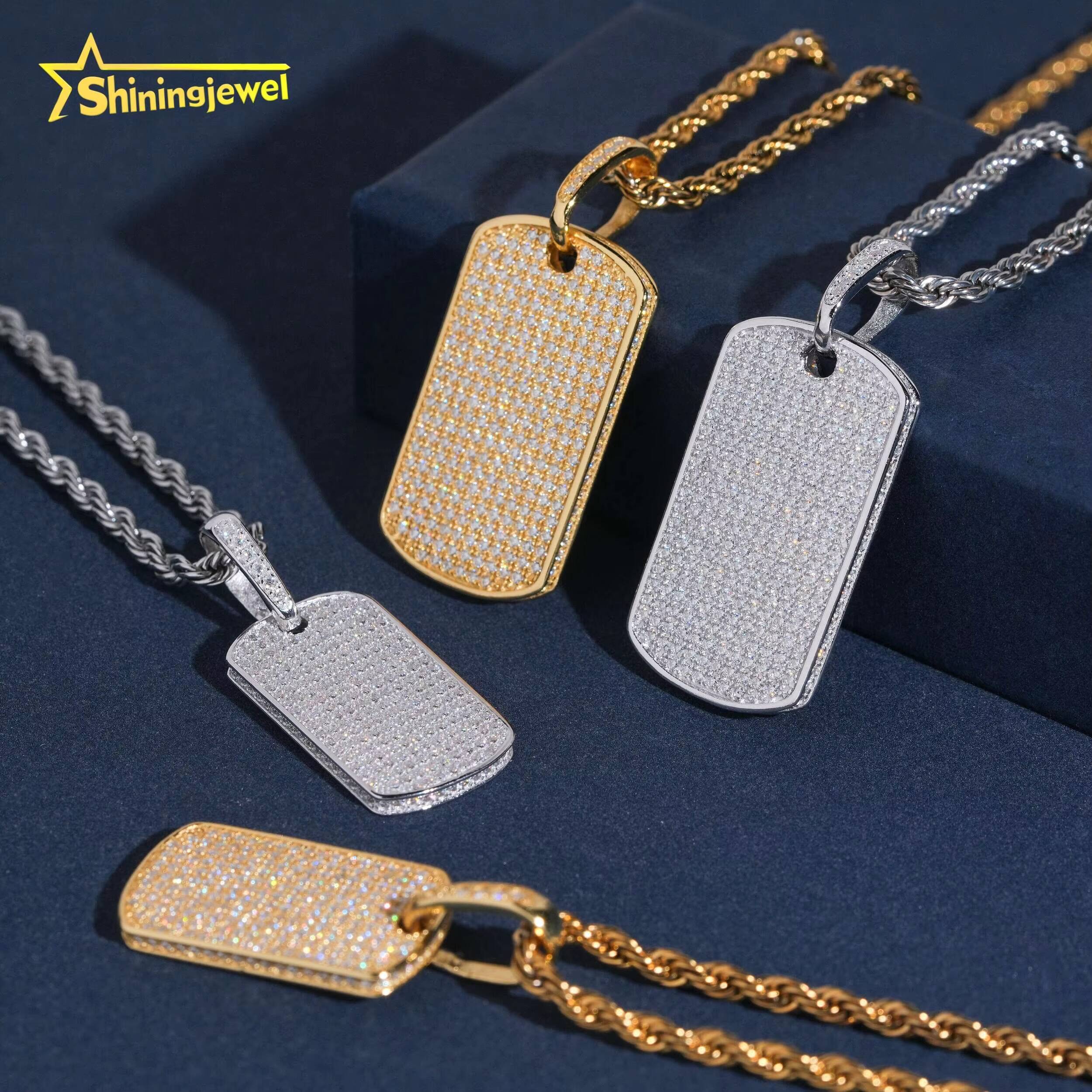 Hot Sell Design Tag Pendant Hip Hop Iced Out Pass Diamond Test Moissanite 925 Sterling Silver Gold Plated Moissanite Pendant