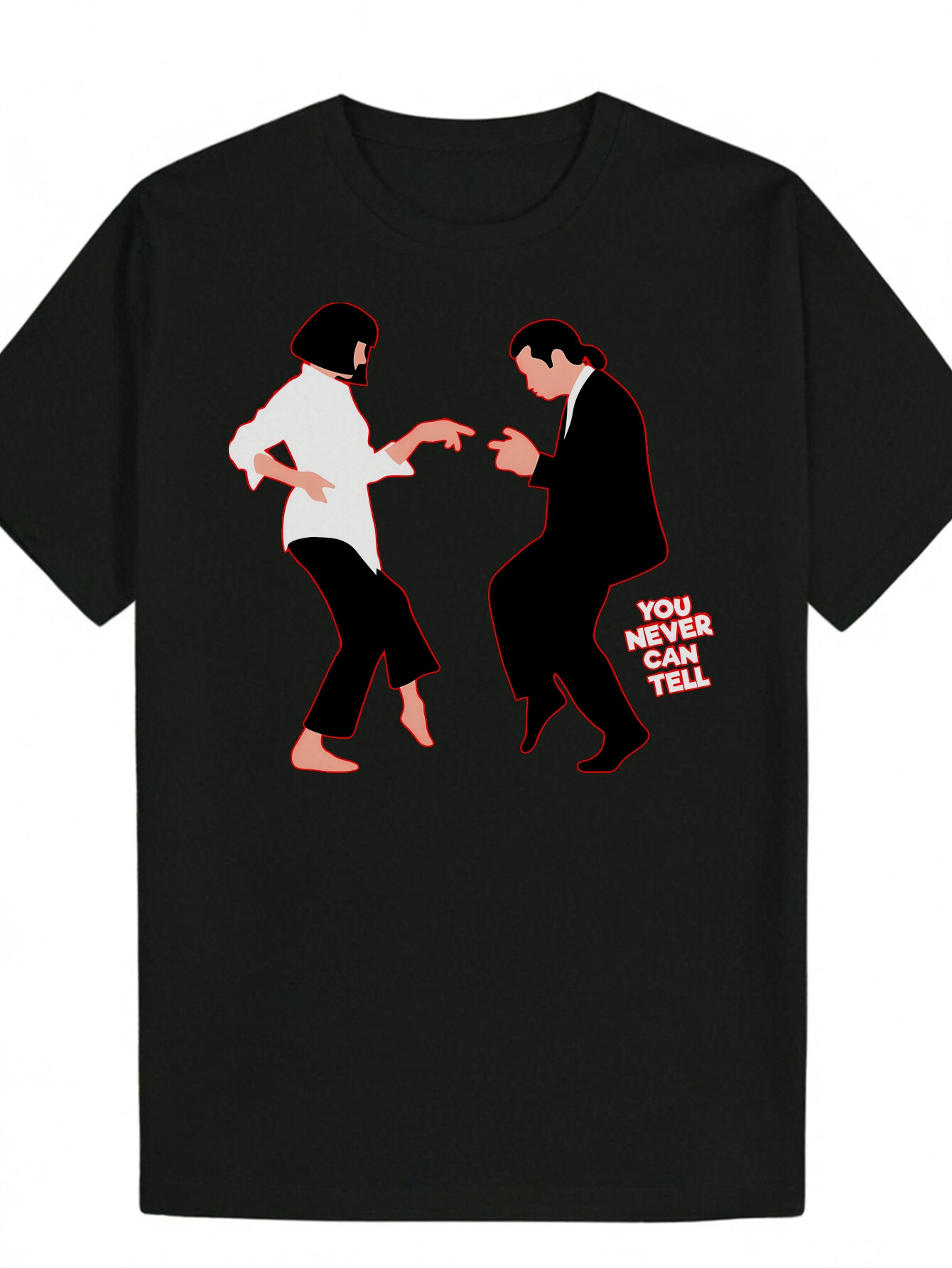 Men's Summer Casual Graphic T-Shirt - Crew Neck, Polyester, Black, Red 'You Never Know' Print, Loose Fit, Machine Washable