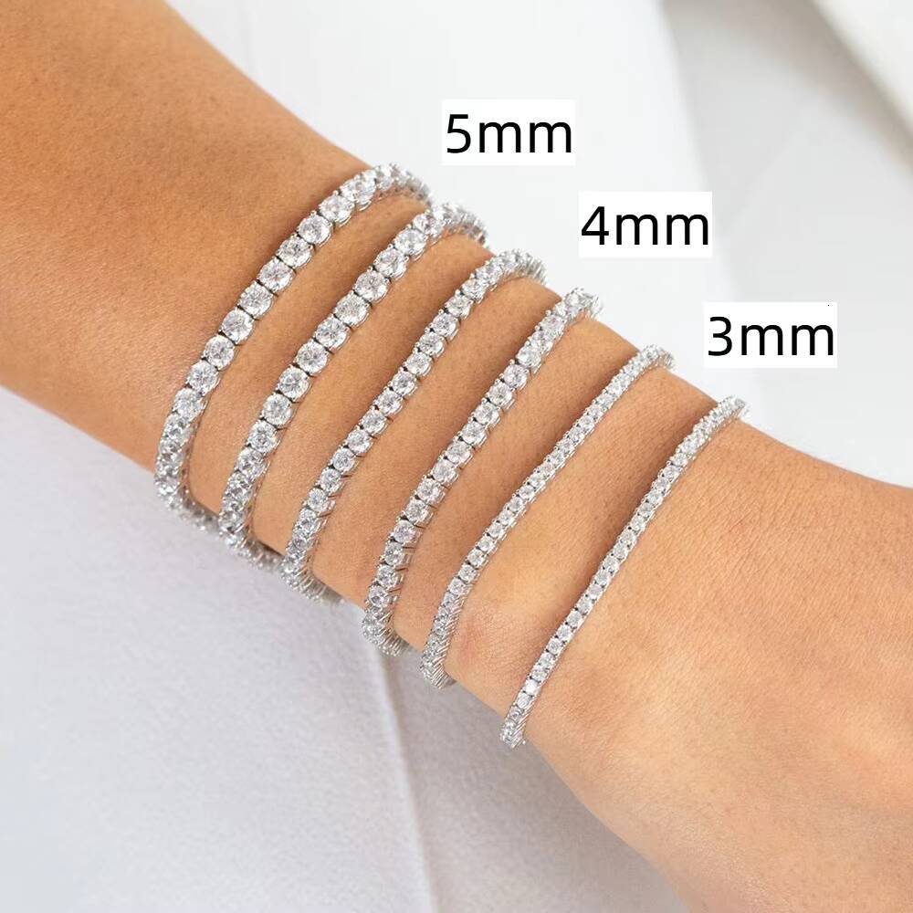 925 Sterling Silver Tennis 6-9 Inch Moissanite Tennis Bracelet 3mm Moissanite Diamond Bracelet Hiphop Style for Man Wholesale