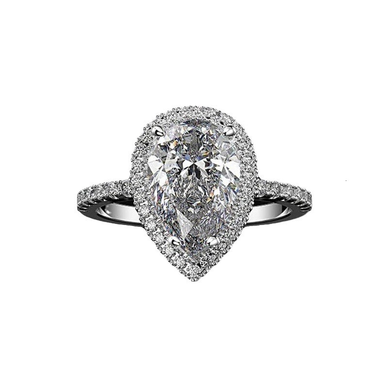 2025 New Jewelry Creative Designer Jewelry Wedding Ring, Sparkling Water Drop-shaped Zircon Wedding Ring, Women's Wedding Jewelry Wholesale
