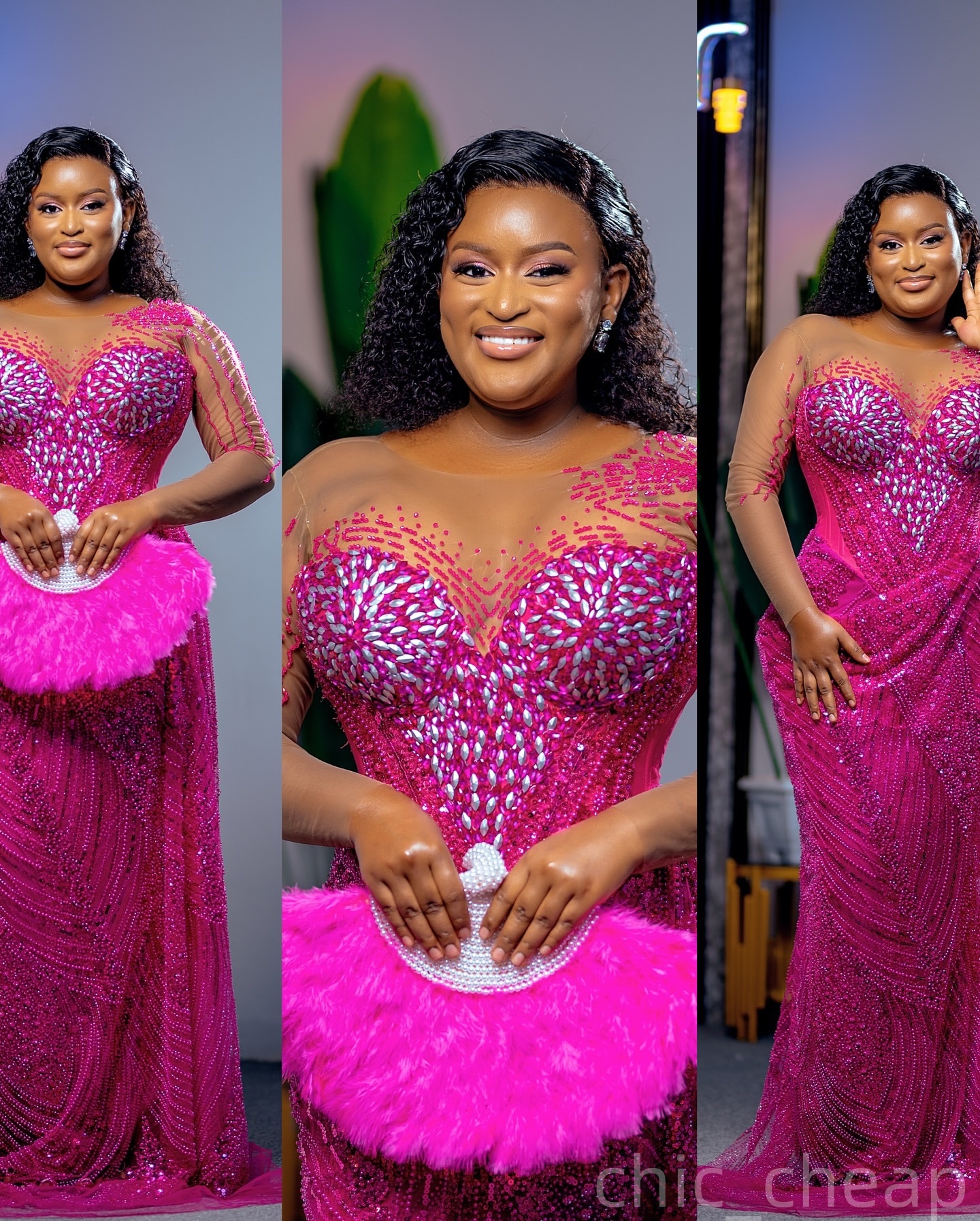 Sheath Fuchsia Prom Dresses 2025 Beaded Crystals Sequined Evening Formal Party Second Birthday Engagement Gowns Plus Size Dress For Special Occasions 