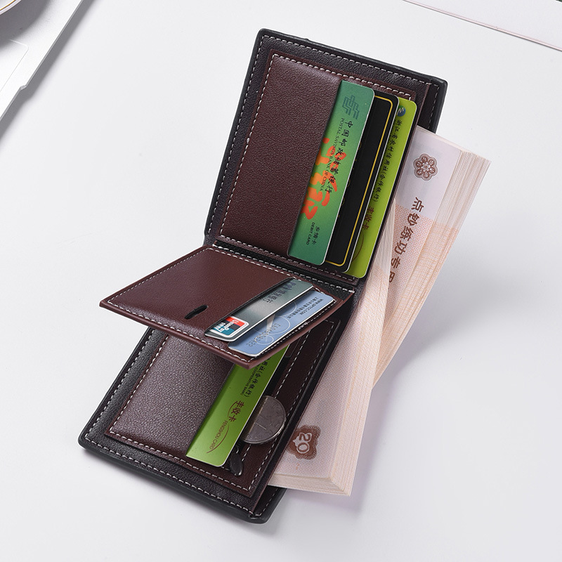 Luxury Designer New Men's Ultra-thin Hand Woven Multi Slot Three Fold Leather Wallet Card Bag Fashionable and Simple Coin Purse