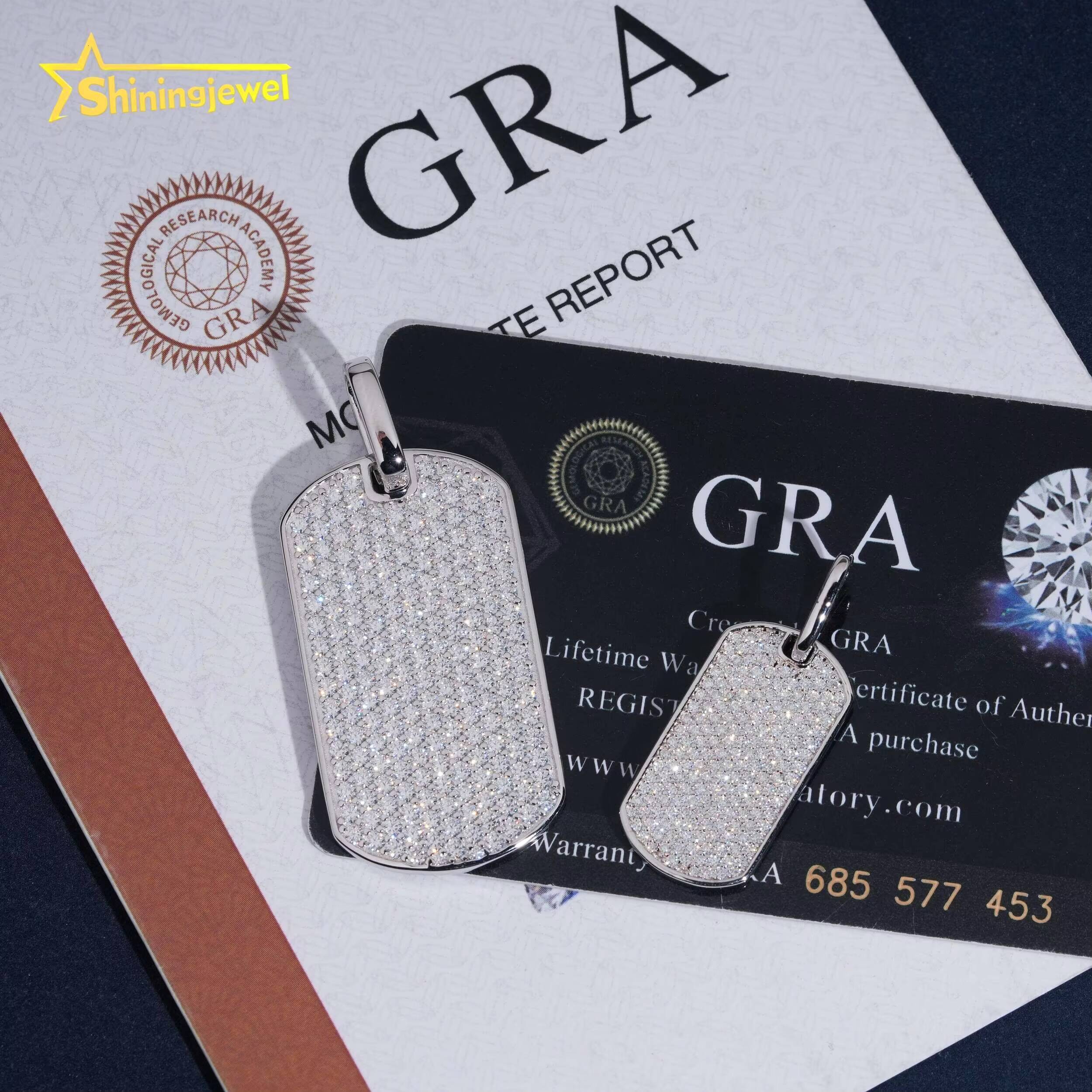 Custom Pendant Moissanite Hip Hop Jewelry 925 Sterling Silver Fully Iced Out Moisaanite Dog Tag Pendant Pass Diamond Tester