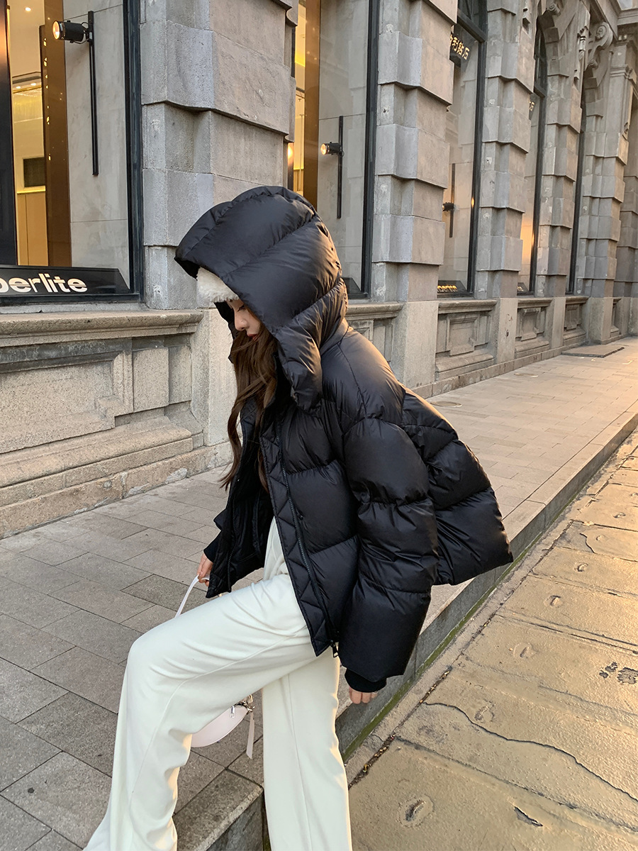 Women's 2025 Cropped Thermal Puffer Coat Winter Down Cotton Blend Jacket Korean Oversized Stylish Quilted Outerwear