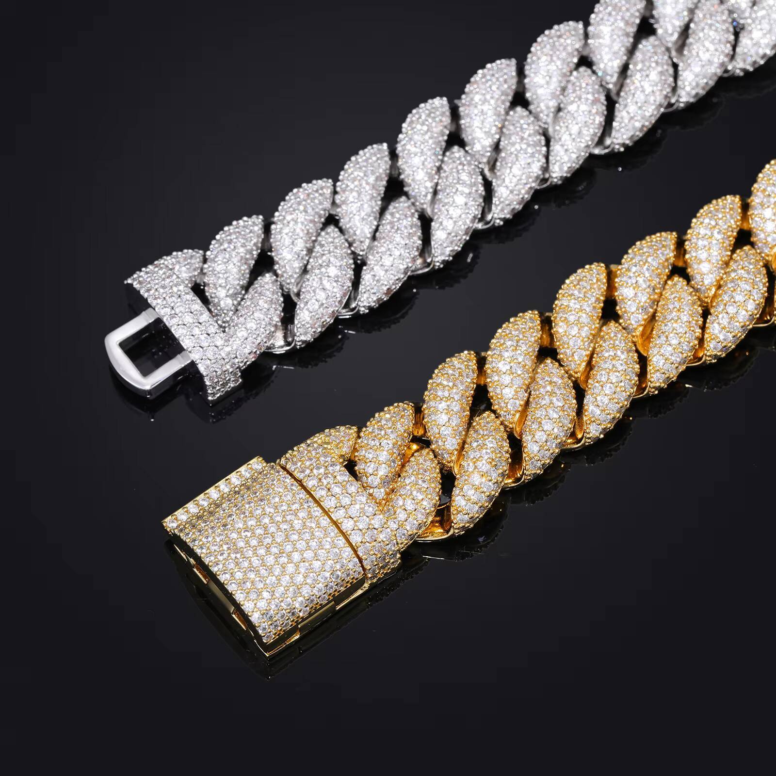 Fashion Hip Hop Jewelry Rappers 15mm Brass Micro Paved 5 Rows AAAAA CZ Diamond Iced Out Bubble Cuban Link Bracelet for Men