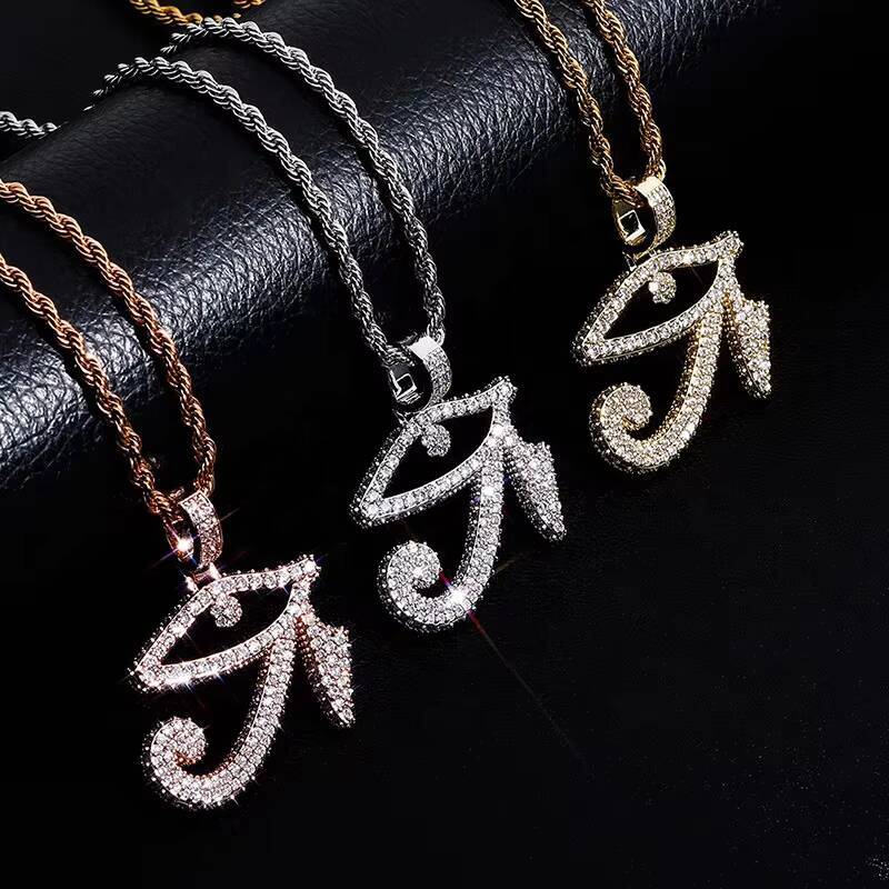 Custom Egyptian Symbol Horus Eye Alloy Copper 14K Gold Plating 3A Zircon Pendant Necklace