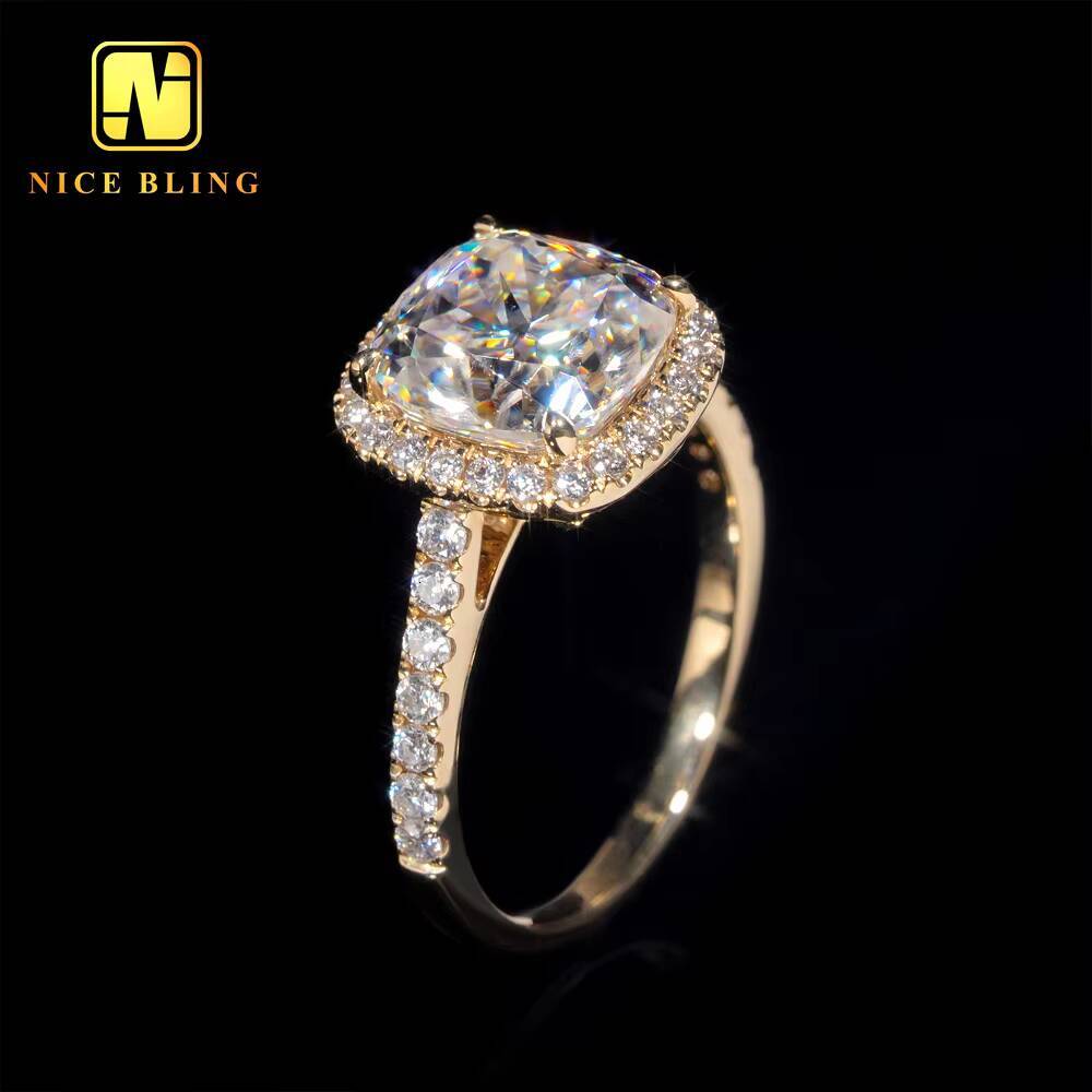 High Quality Diamond VVS Moissanite Wedding Ring 14K Gold Cushion Cut Ring Moissanite Engagement Ring for Women