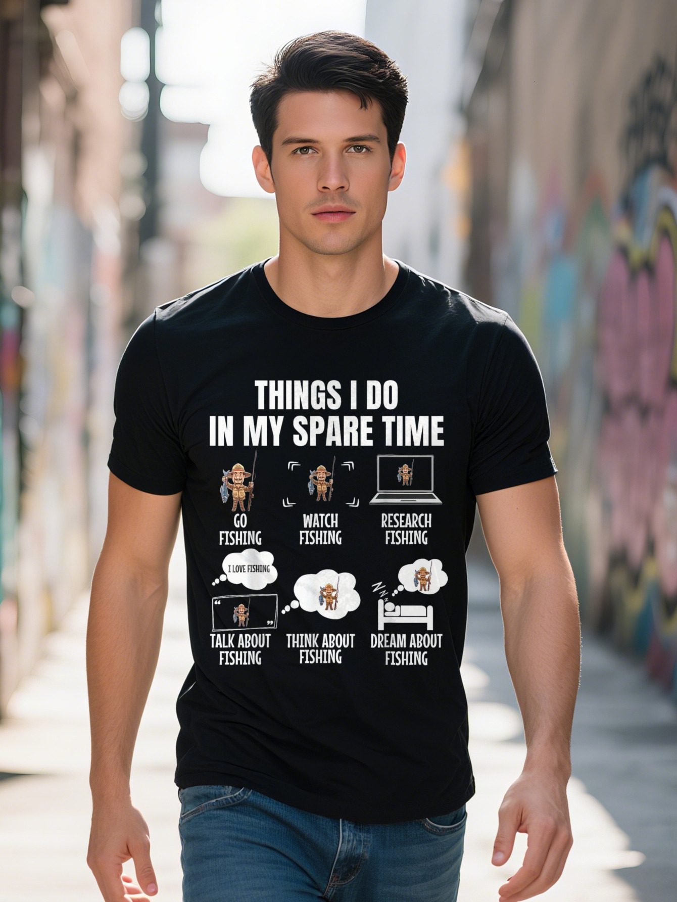 Men's T-shirt g Cotton Things I Do In My Spare Time Fishing T Shirt