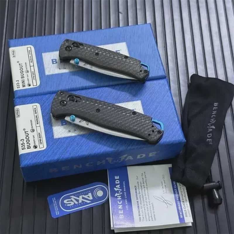 BM Bugout 535-3 533-3 Mini Folding Knife Carbon Fiber Handles Tactical Outdoor Hunting Survival Camping Multi Pocket EDC Tools S250802