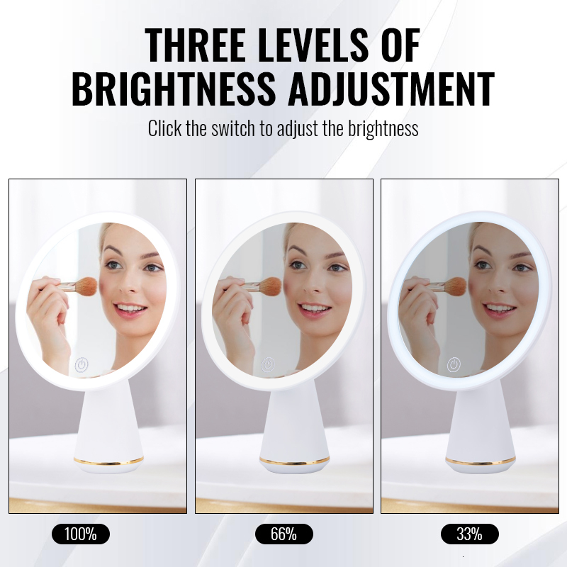 Dry Battery/USB Dual Purpose Double-Sided Mirror LED Makeup Mirror Portable Makeup Mirror Makeup Light With 10XMagnification