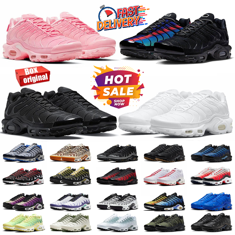 with box tn running shoes for men women designer sneakers triple black white grey pink navy blue green red mens womens outdoor sports trainers 36-46