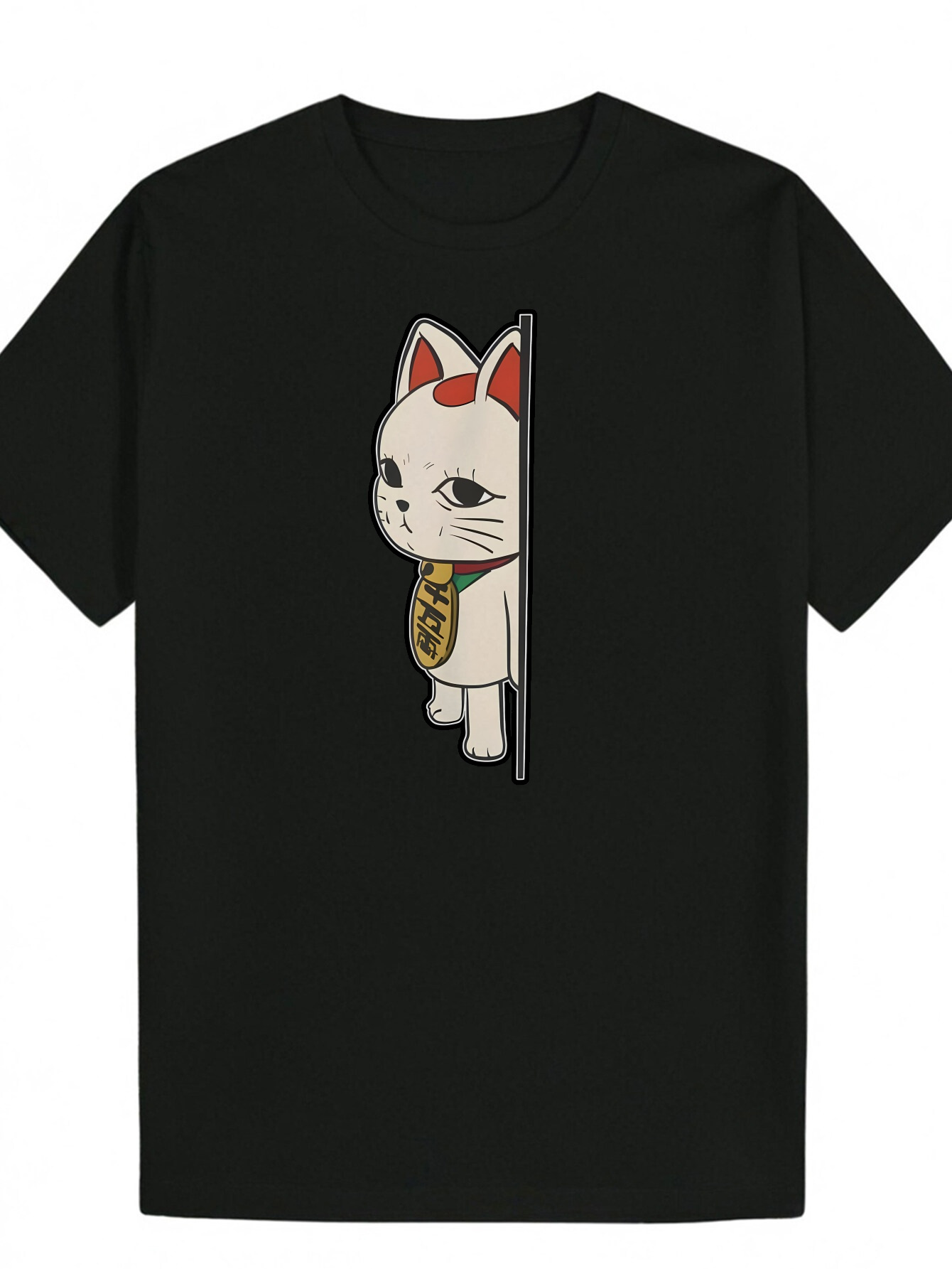 Men's T-Shirt, Cute Pattern - Round Neck, Short Sleeve, Polyester Fabric, Regular Fit, Animal Suitable for Wear, Summer Casual Wear Playful Cat P