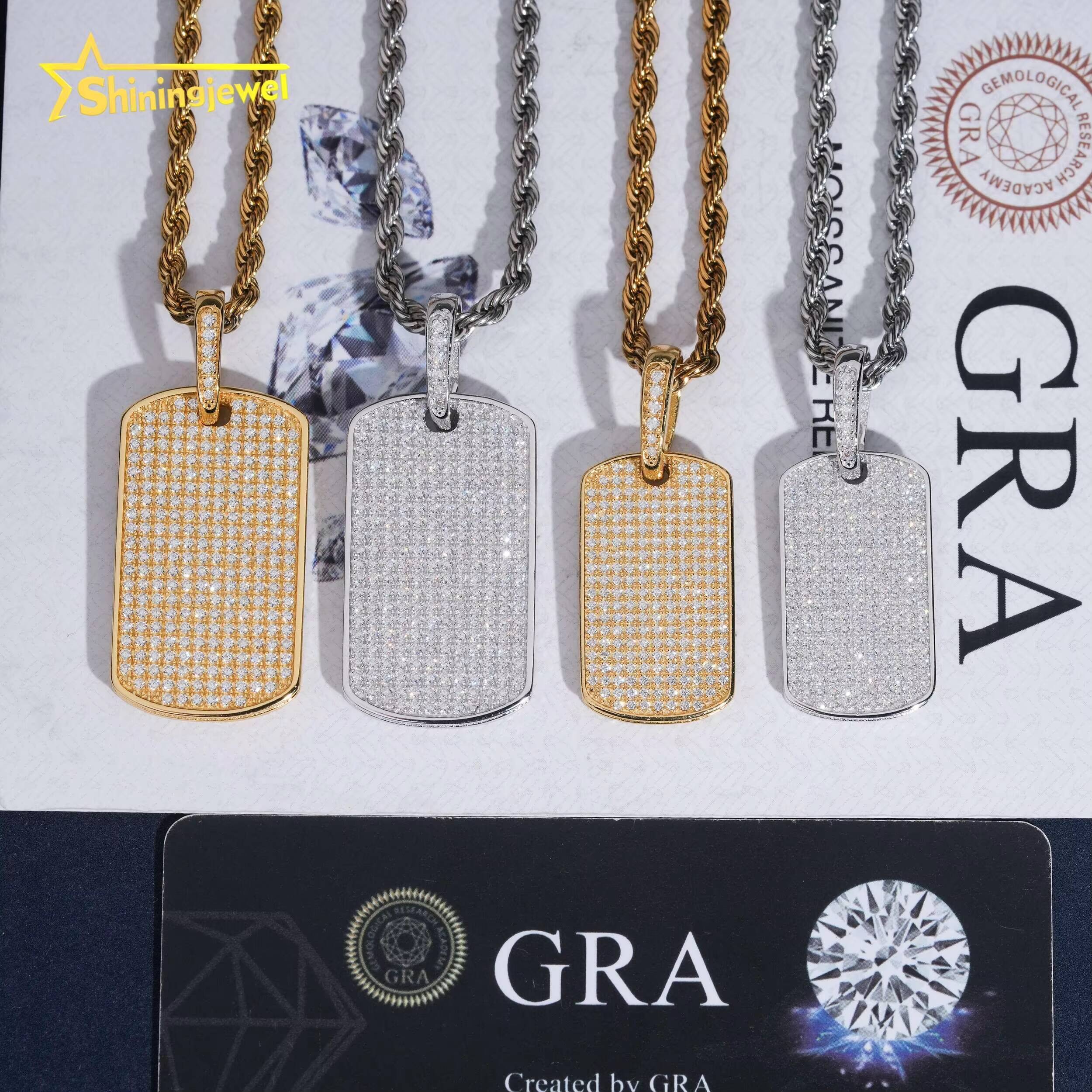 Hot Sell Design Tag Pendant Hip Hop Iced Out Pass Diamond Test Moissanite 925 Sterling Silver Gold Plated Moissanite Pendant