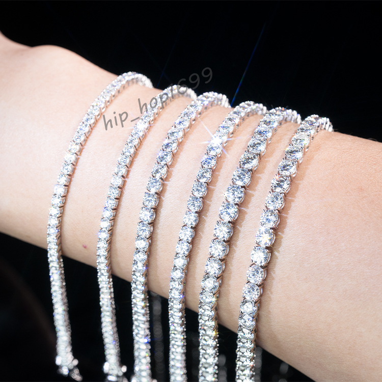 Goldleaf Jewelry Hot Sale Charm Moissanite Bracelet 3-5mm D Color VVS Moissanite Tennis Chain 925 Silver Mens Moissanite Chain