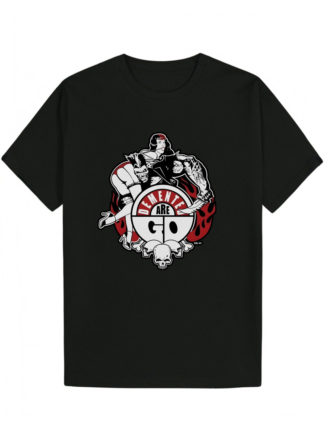 Men's Summer T-Shirt - Black Wave Skull and Flame Design with "Passion Radiates" Text, Lightweight Polyester Crew Neck T-Shirt, Machine