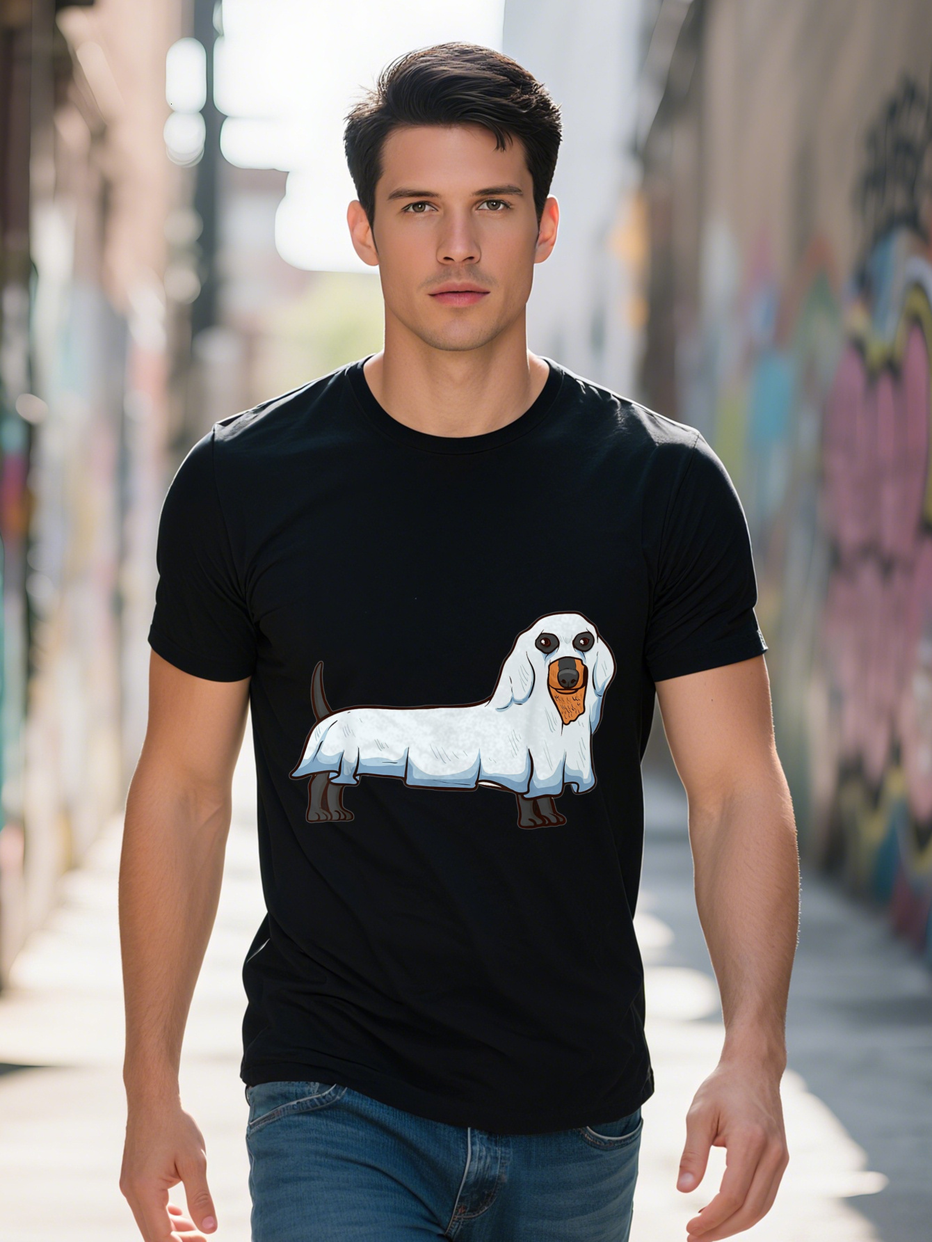 Dachshund Ghost Dog Vienna Halloween Costume T-Shirt - 220G