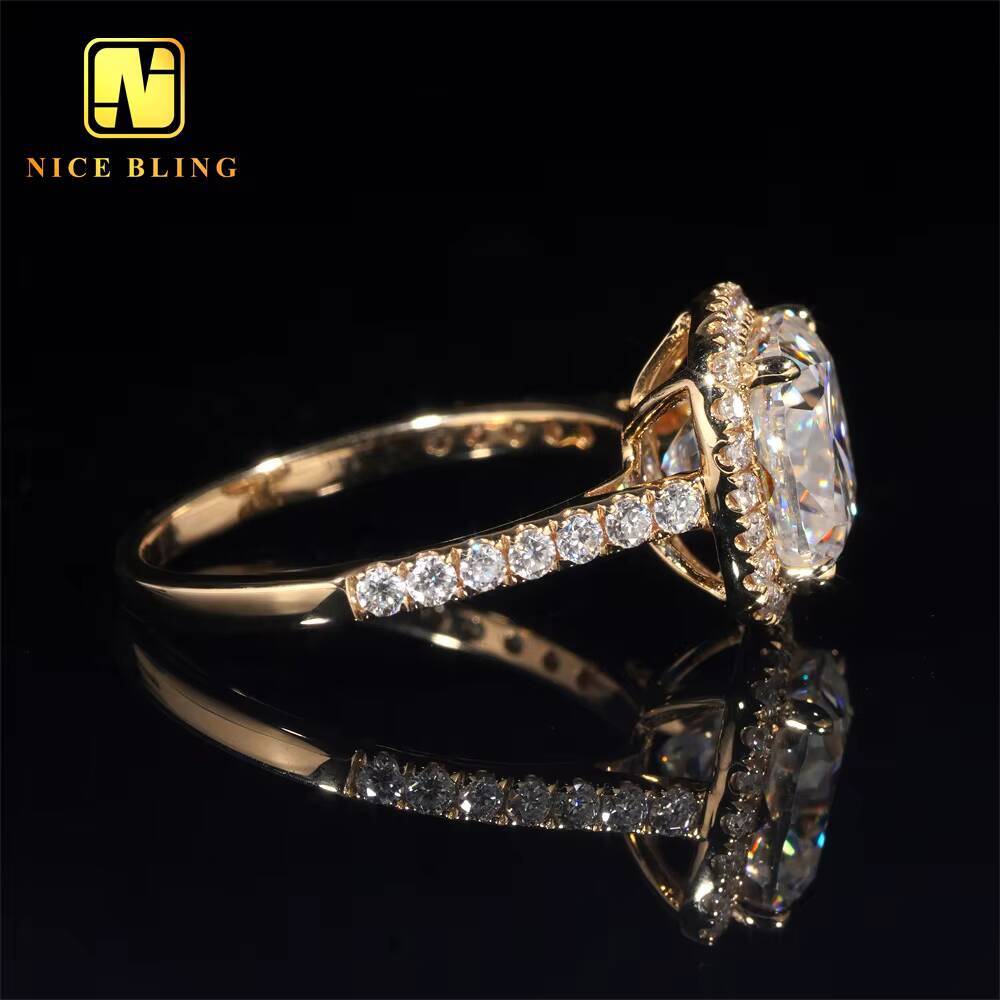 High Quality Diamond VVS Moissanite Wedding Ring 14K Gold Cushion Cut Ring Moissanite Engagement Ring for Women