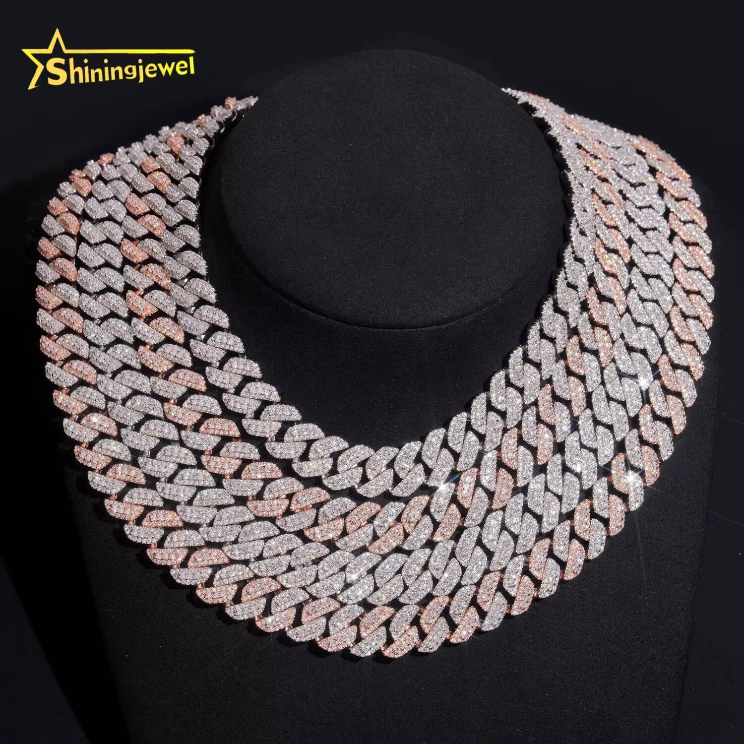 New Stocks 13mm 3 Rows 925 Sterling Silver Hip Hop Jewelry Men Necklace Bracelet Iced Out Moissanite Diamond Cuban Link Chain