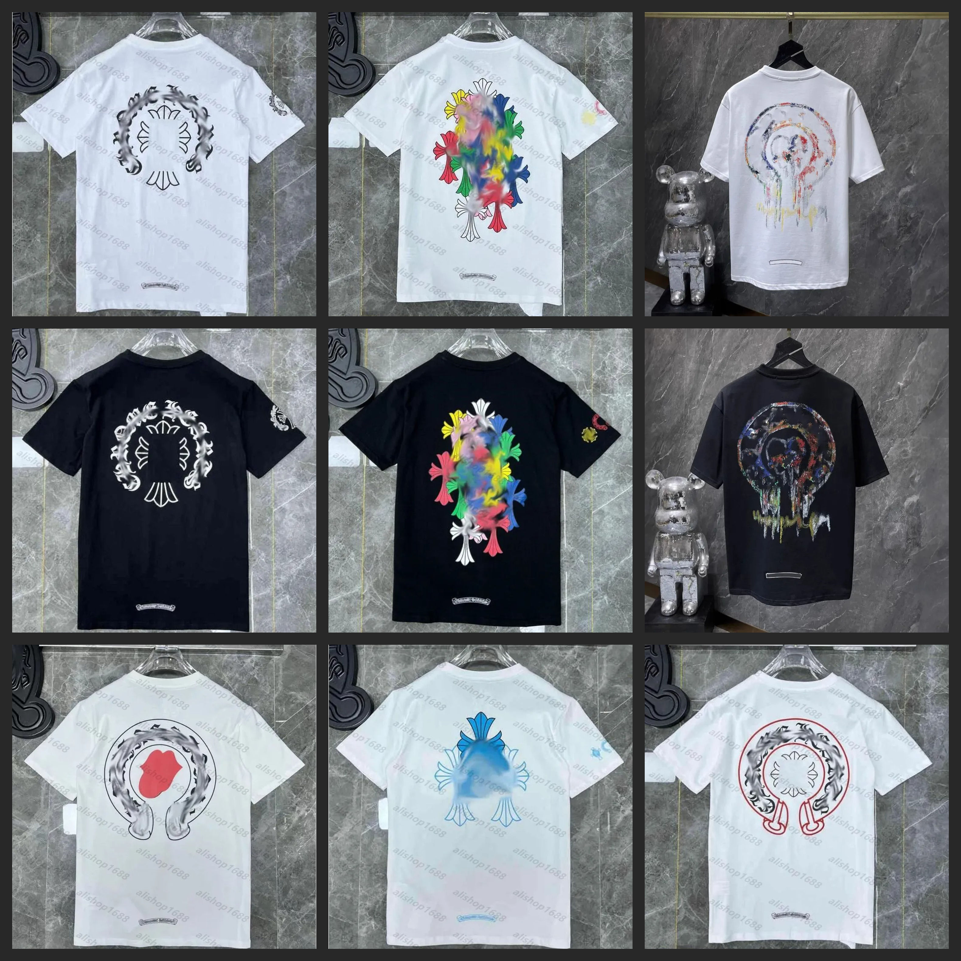 5A New Designer T Shirt Fashion graphic tee 2025 Top Sell chrome T Shirt Embroidered Letters Summer Luxurys Fashion Tops Shirts Men Loose Tees