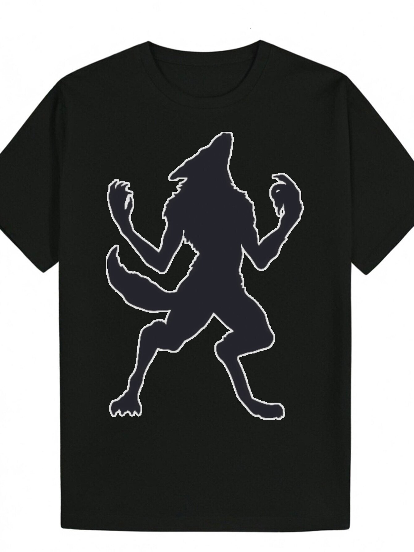 Men's Summer Casual Round Neck Polyester T-Shirt with Animal Silhouette Design, Lightweight Breathable, Fashionable and Relaxed