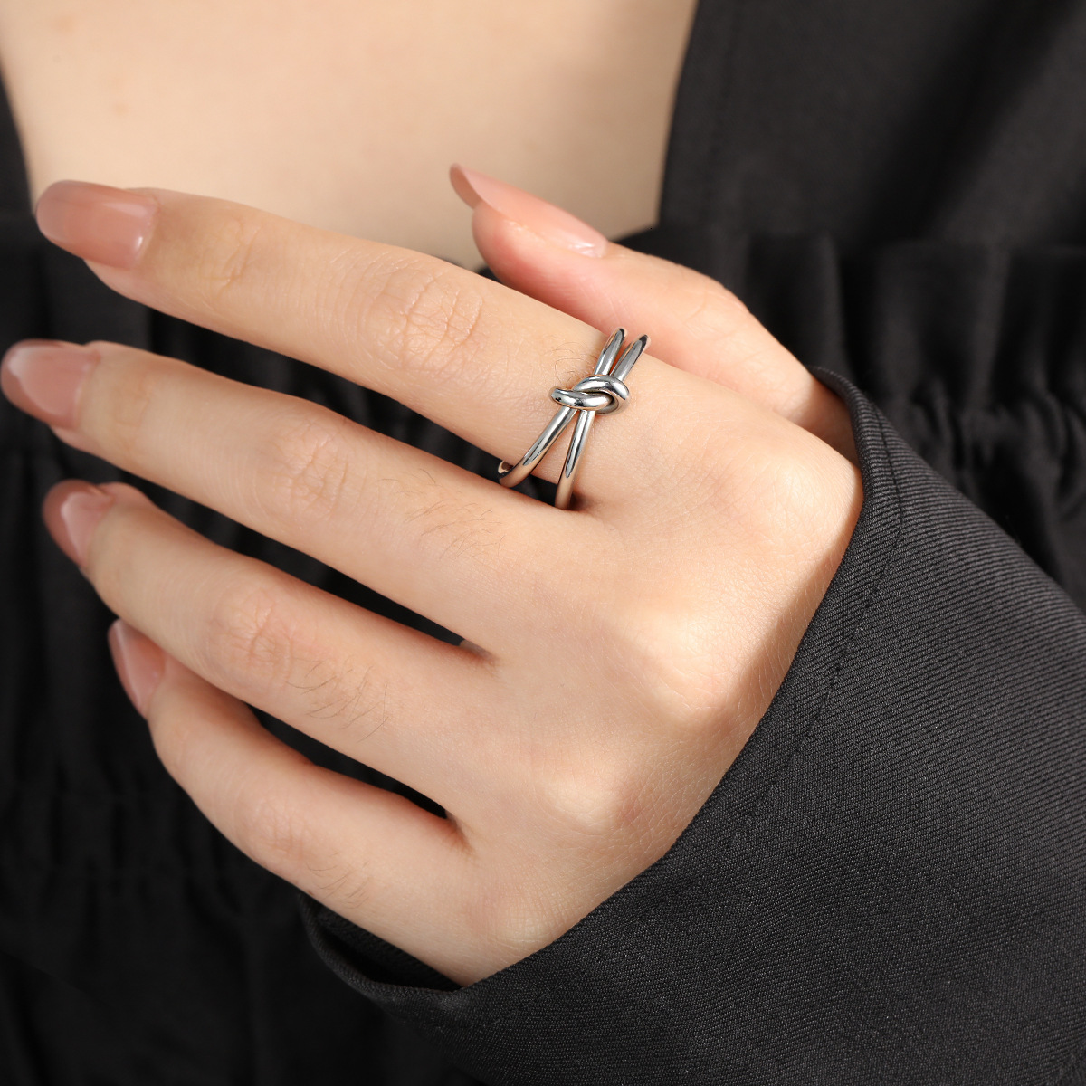 Korean Fashion Designer Wedding Rings Titanium Steel Bowknot Adjustable Open For Women Simple Personality Index Finger Ring Jewelry