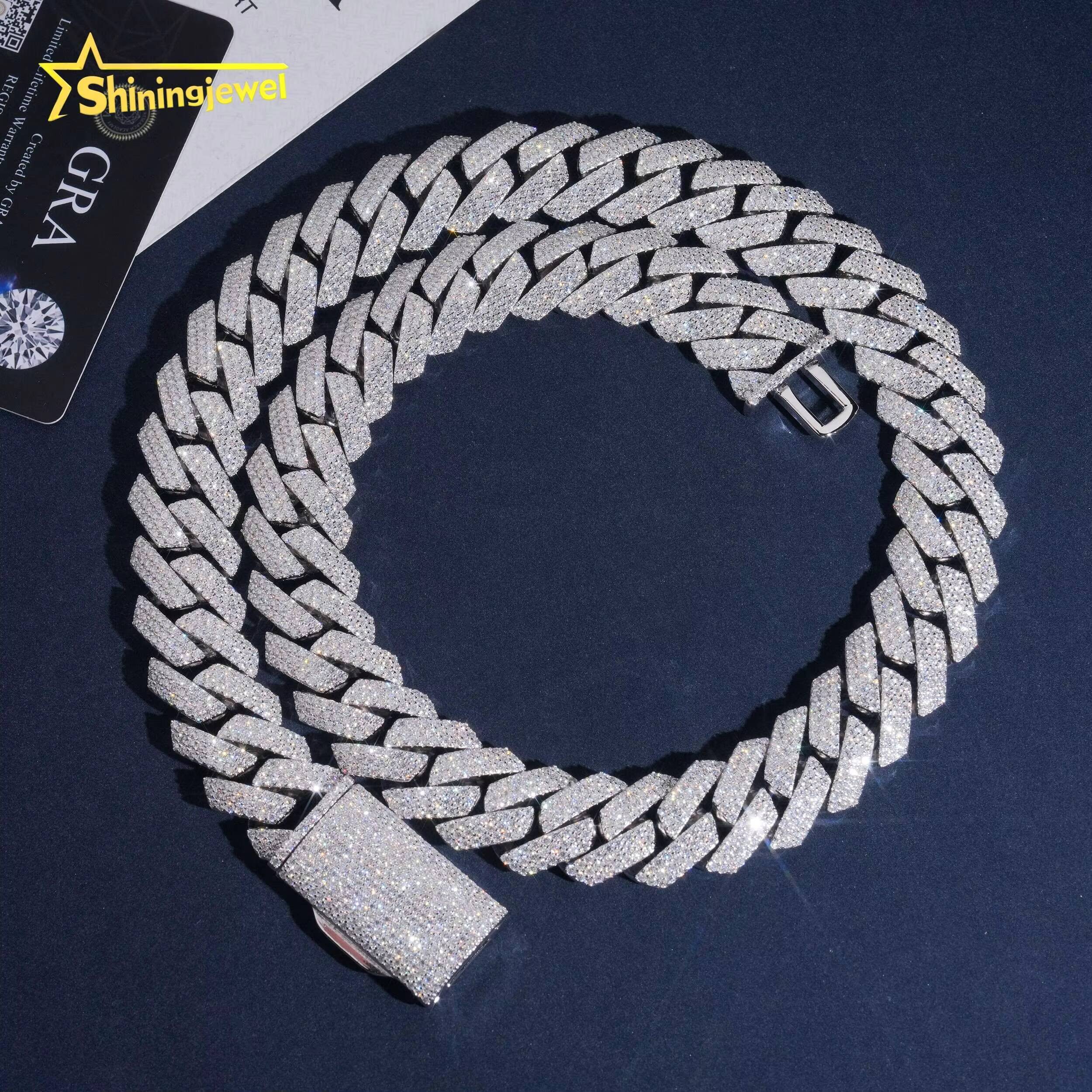 Thick Heavy Chunky 20mm Cuban Links 3 Row Top Quality Chunky Heavy Rapper Jewelry Iced Out Moissanite Diamond Cuban Chain