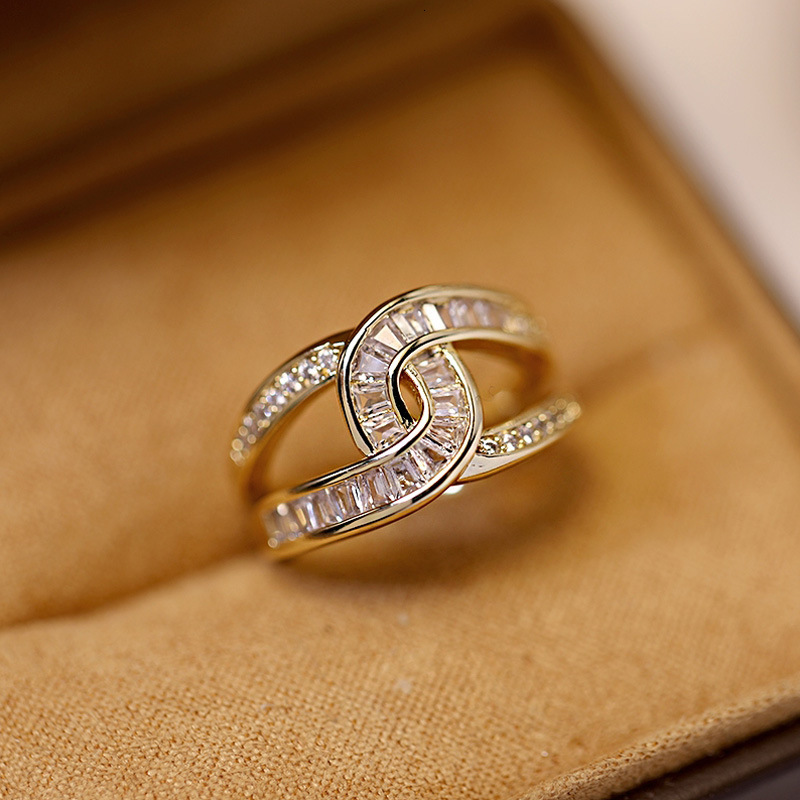 2025 New Retro Fashionable And Unique Design High-end Zircon Open-ring Korean Internet Celebrity Ring