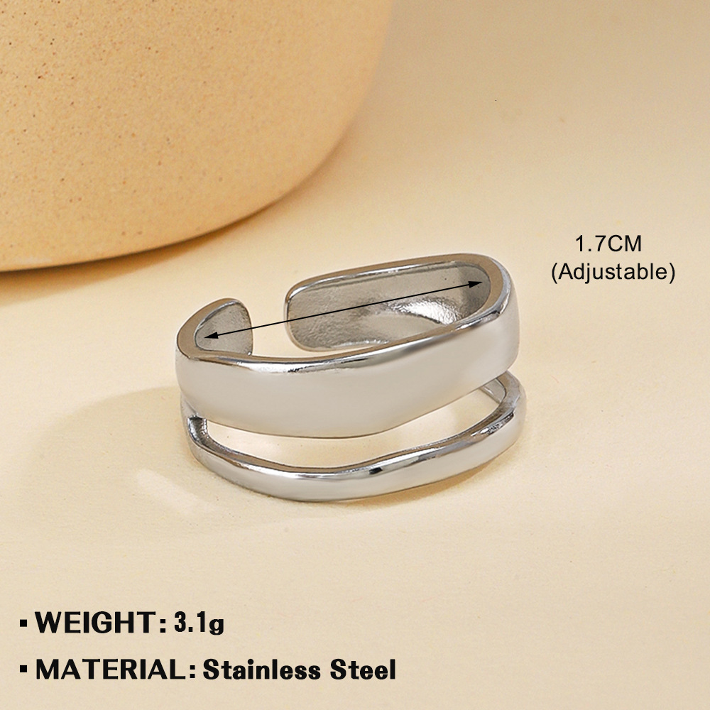Simple Double Layer Titanium Steel Ring European Designer jewelry wedding rings and American Fashion Trendy Niche Design Gold Plated Stainless Steel R