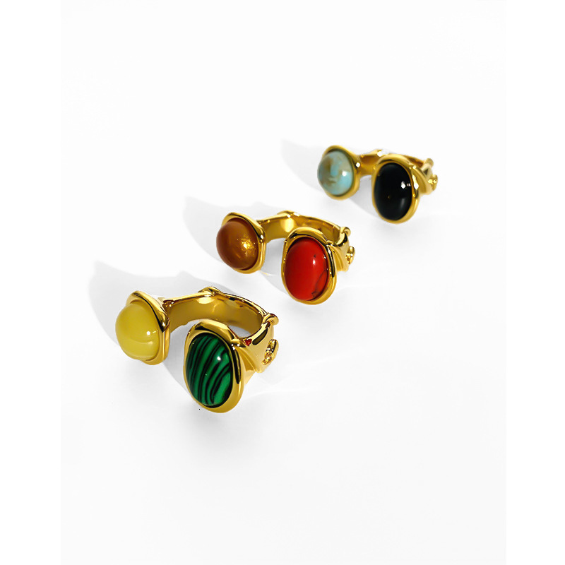 Brass Wedding Band Ring for Women, Minimalist Irregular Design with Gemstone Inlay, Trendy French Engagement Ring