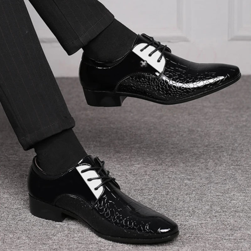 Mens Business Leather Shoes Black Formal Shoes Plus Size 38-49 Mens Wedding Shoe Lace Up Trend Shoes for Men Spring 250814