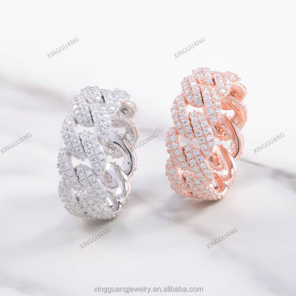 XG RTS High Quality VVS Moissanite Rings Pass Diamond Tester Fine Jewelry Rings Hiphop 925 Silver Diamond Rings for Woman Man