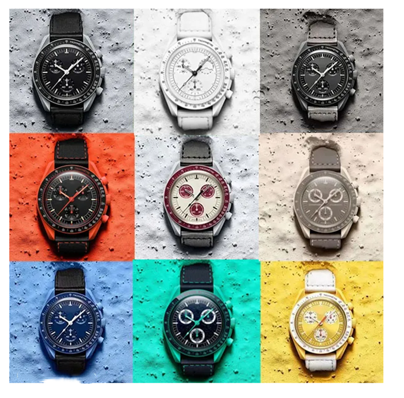 New bioceramic fluorescent green men's watch Men's Fully functional Quartz Chronograph Mercury Mission 42mm Nylon Luxury watch Limited Edition Master