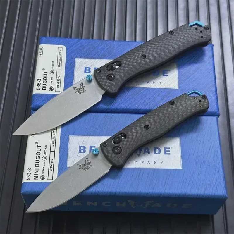 BM Bugout 535-3 533-3 Mini Folding Knife Carbon Fiber Handles Tactical Outdoor Hunting Survival Camping Multi Pocket EDC Tools S250802