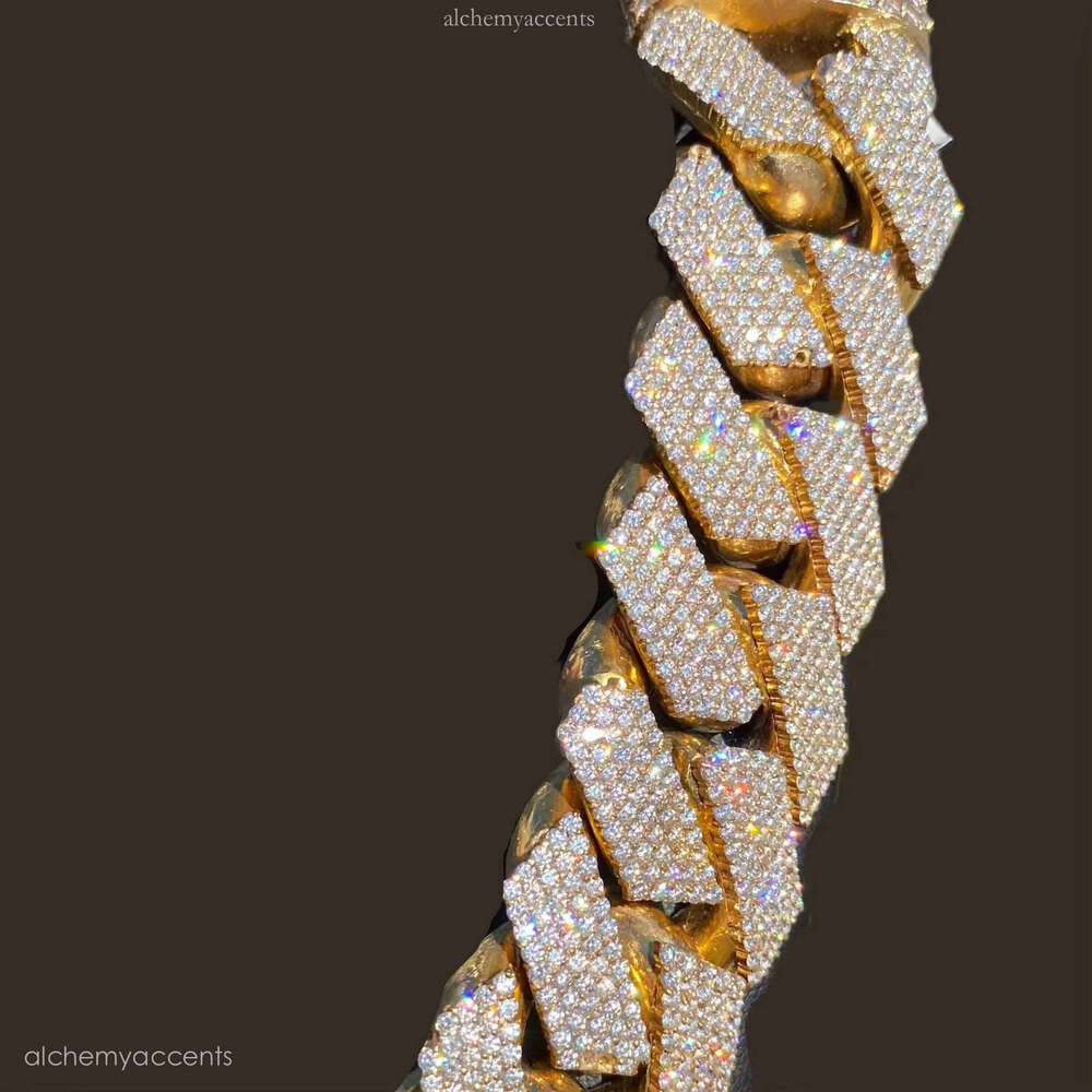 22 MM VVS Moissanite Dia Thick Cuban Link Sterling Sier 24 Inches Necklace Mens Hip Hop Style Fine Chains for Unisex