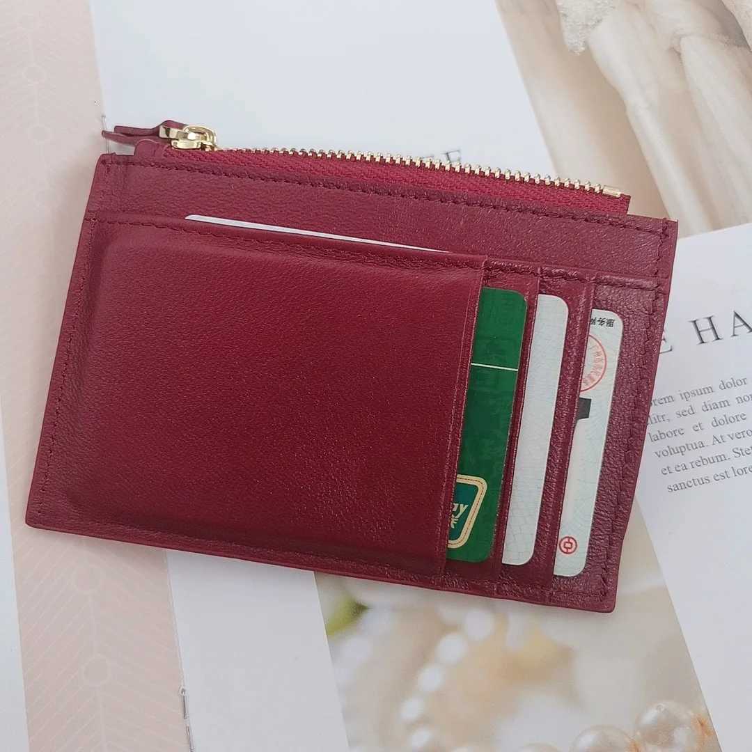Top Quality Genuine Weaved Lambskin Leather Mini Zip Wallet Designer Card Holder Coin Pouch 8 Colors Option R250801