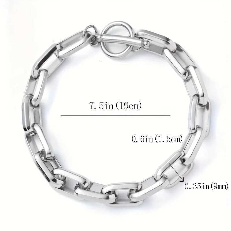 Titanium Steel Hip-hop Bracelet OT Buckle Punk Cuban Chain Bangle for Mens Womens Couple Anniversary Holiday Gift Y250620