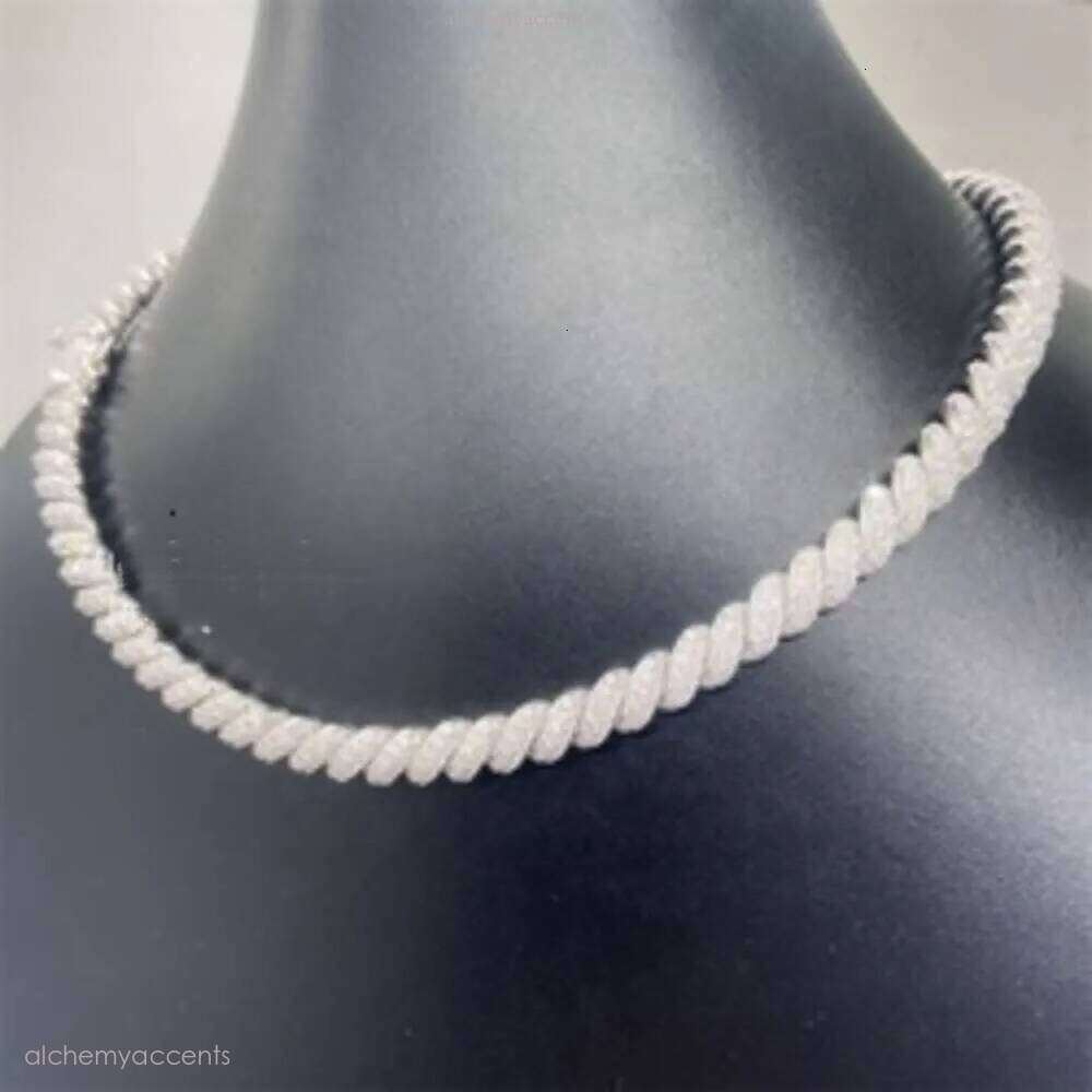 Buss Down Custom Fully Iced Out Vvs Dia 8mm Sterling Sier Rope Chain Necklace Moissanite Cuban - view 8