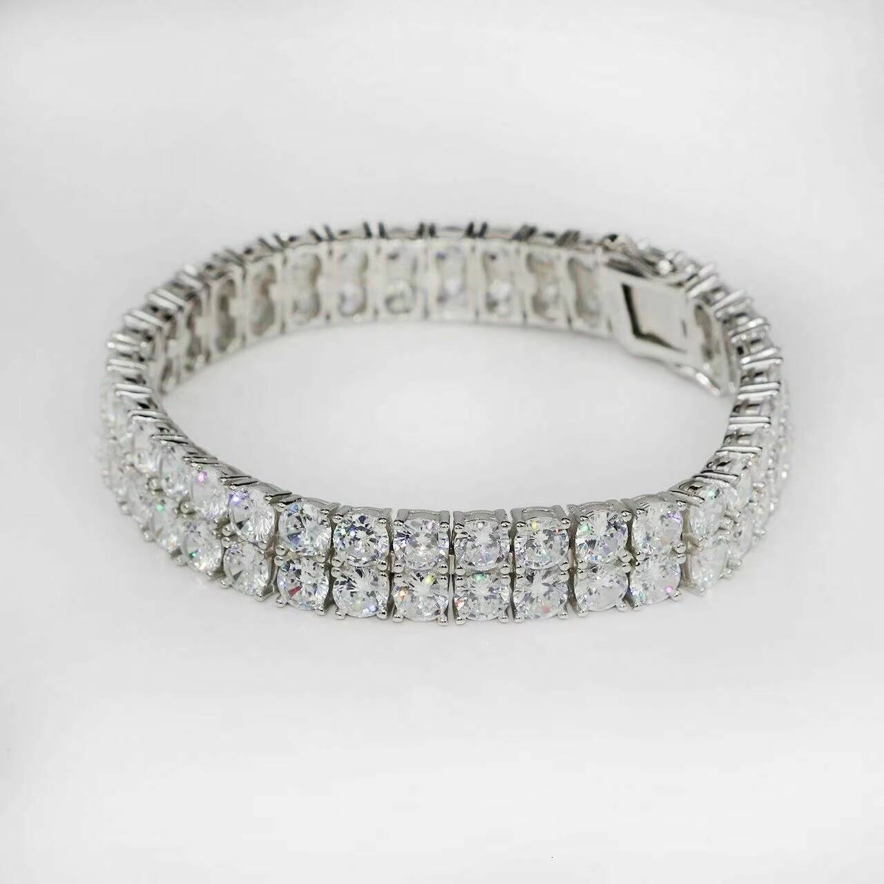5mm 5A Cubic Zirconia Cz Iced Out Bling Sparking Women Double Row Tennis Bracelet