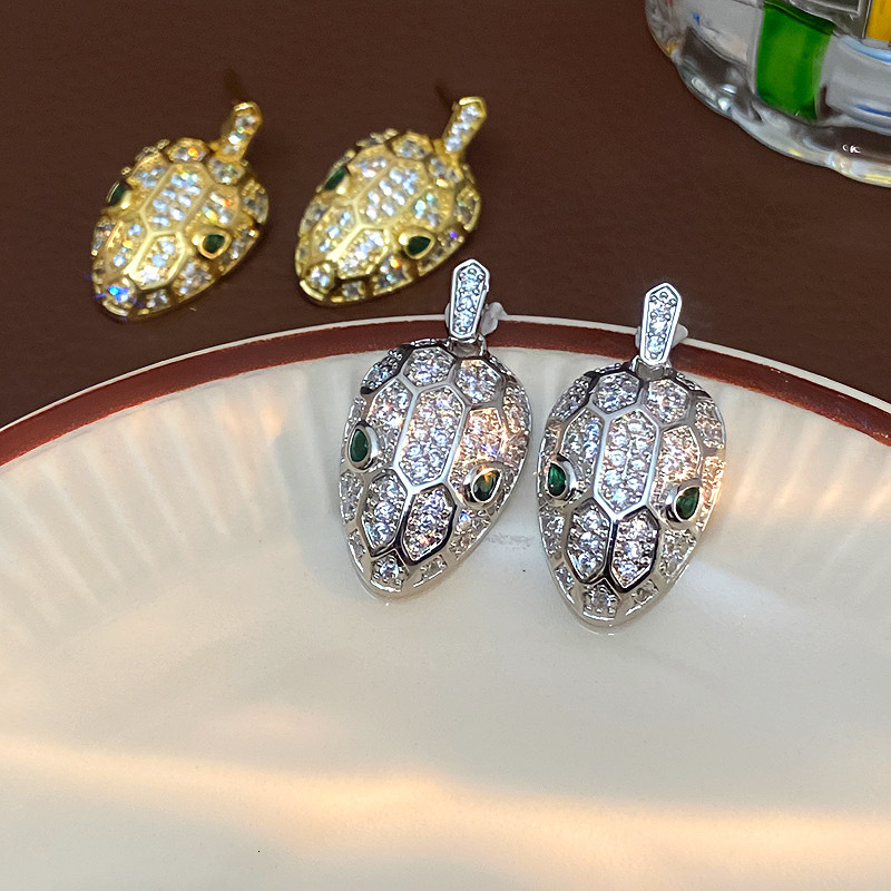 Luxury High-end Fashion Temperament Ear Studs Accessories Free Shipping Designer Luxury Jewelry Gold-plated Micro Inlaid Zircon Snake Head Women'