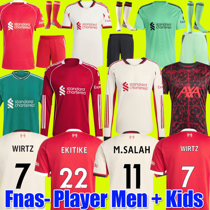 long sleeves Wirtz 25 26 MAC ALLISTER soccer jersey 2025 football shirt goalkeeper SZOBOSZLAI A.BECKER men kids kit SALAH Kerkez DIOGO J Pre-match Training